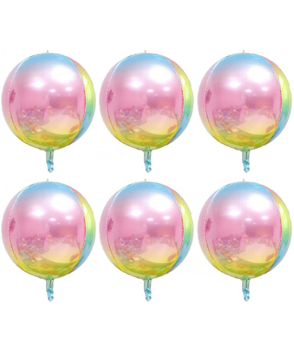 4D Balloons 6Pcs 22 inch Gradient Rainbow Mylar Foil Balloons Round Sphere Foil Balloon- Great for Birthday Wedding Party Bal...