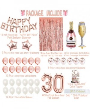 30th Birthday Party Decorations- 30 Fabulous Sash- Rose Gold Happy Birthday Banner- Champagne Balloon- 30 Fabulous Cake Toppe...