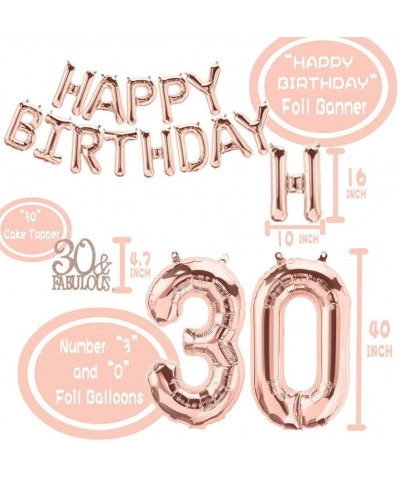 30th Birthday Party Decorations- 30 Fabulous Sash- Rose Gold Happy Birthday Banner- Champagne Balloon- 30 Fabulous Cake Toppe...