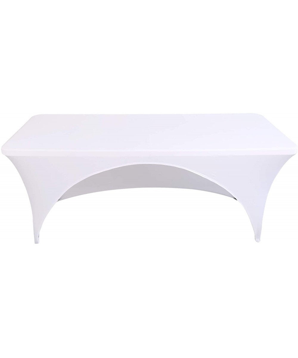 Rectangular Stretch Spandex Table Cover Fitted Tablecloth for Wedding Party Events (6ft with Open Back- White-1) - White-1 - ...