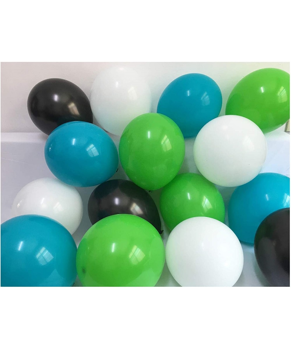 Latex Balloons Turquoise Blue Green - Black White Balloons for Boys Birthday Graduation Bachelor Party Decor Decorations 12in...