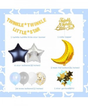 Twinkle Twinkle Little Star - Baby Shower or Birthday Party Decorations for Boy Blue and Gold- Moon and Star Balloons Bouquet...