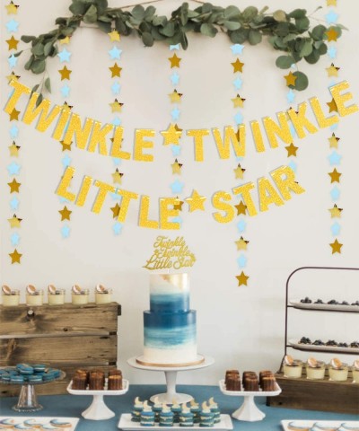 Twinkle Twinkle Little Star - Baby Shower or Birthday Party Decorations for Boy Blue and Gold- Moon and Star Balloons Bouquet...
