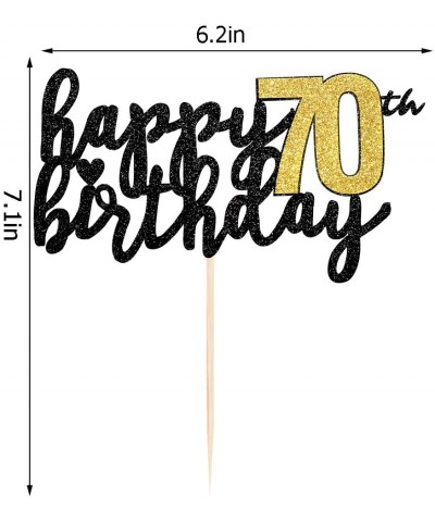 Happy Birthday Cake Topper Black Font Golden Numbers 70th Birthday Happy Cake Topper digital 70 Paper cup Cake topper Birthda...