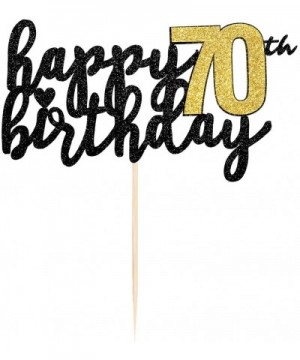 Happy Birthday Cake Topper Black Font Golden Numbers 70th Birthday Happy Cake Topper digital 70 Paper cup Cake topper Birthda...