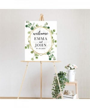 Custom Large Wedding Canvas Guestbook Alternative- 16 x 20 Inches- Eucalyptus Greenery Geometric Frame- Vertical- Personalize...