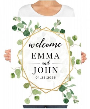 Custom Large Wedding Canvas Guestbook Alternative- 16 x 20 Inches- Eucalyptus Greenery Geometric Frame- Vertical- Personalize...