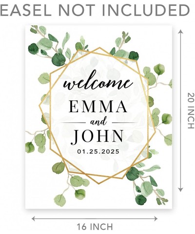 Custom Large Wedding Canvas Guestbook Alternative- 16 x 20 Inches- Eucalyptus Greenery Geometric Frame- Vertical- Personalize...