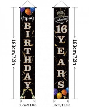 Happy 16th Birthday Door Banner- 16th Birthday Welcome Porch Sign Door Sign- Cheers to Sixteen Years Old Birthday Party Decor...