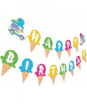 Ice Cream Theme Birthday Banner- Colorful Summer Bday Party Sign- for Kids Ice-Cream Lovers - Ice Cream Theme Birthday Banner...