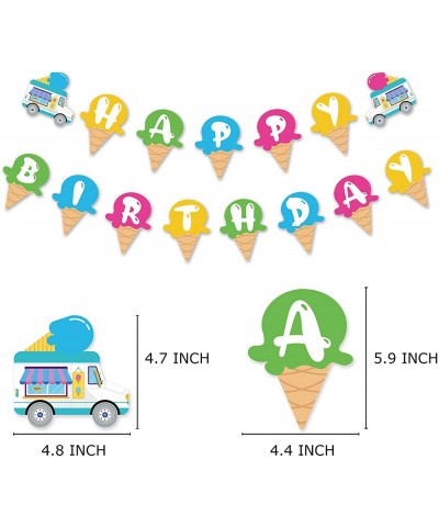 Ice Cream Theme Birthday Banner- Colorful Summer Bday Party Sign- for Kids Ice-Cream Lovers - Ice Cream Theme Birthday Banner...