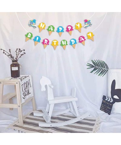 Ice Cream Theme Birthday Banner- Colorful Summer Bday Party Sign- for Kids Ice-Cream Lovers - Ice Cream Theme Birthday Banner...