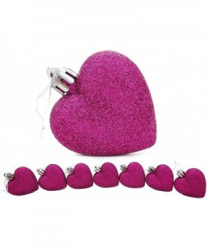 8 x 5cm Glitter + Matt Heart Shaped Christmas Tree Baubles - Assorted Colours (Purple) - Purple - CY11P62CDYP $5.08 Ornaments