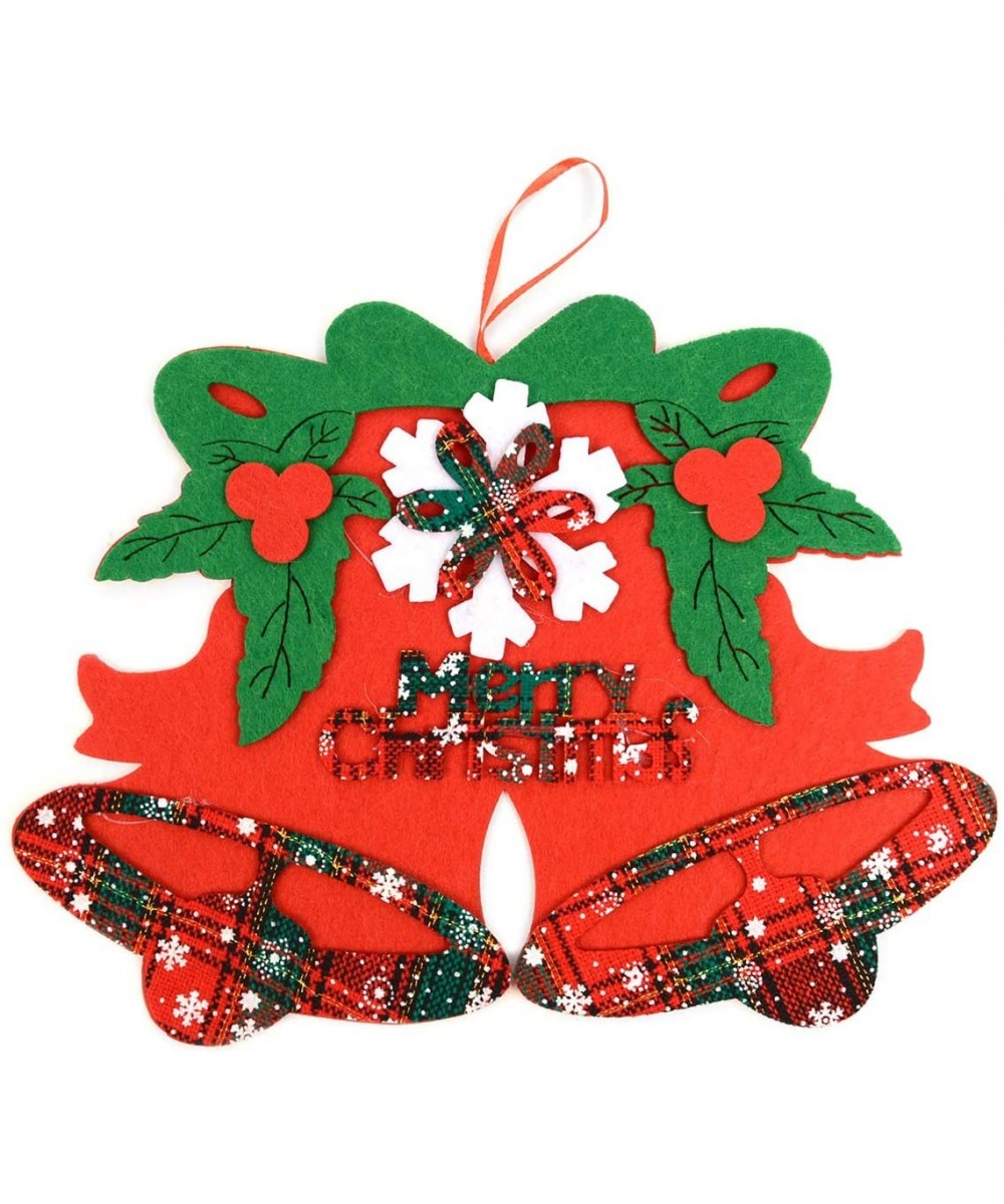 Felt Merry Christmas Red and Green Plaid Bells Christmas Tree Ornament Hanging Wall Décor - C918ISX3DRR $4.69 Ornaments