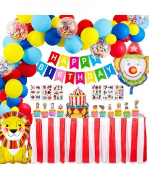 Carnival Circus Birthday Party Decorations Supplies with 61 Balloons Arch- Carnival Birthday Party Supplies- Red White Stripe...
