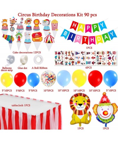 Carnival Circus Birthday Party Decorations Supplies with 61 Balloons Arch- Carnival Birthday Party Supplies- Red White Stripe...