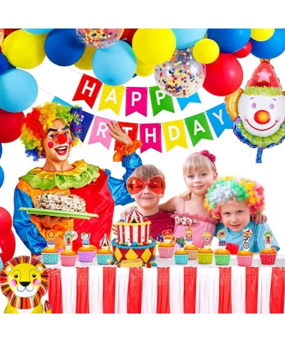 Carnival Circus Birthday Party Decorations Supplies with 61 Balloons Arch- Carnival Birthday Party Supplies- Red White Stripe...