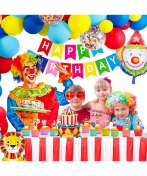 Carnival Circus Birthday Party Decorations Supplies with 61 Balloons Arch- Carnival Birthday Party Supplies- Red White Stripe...