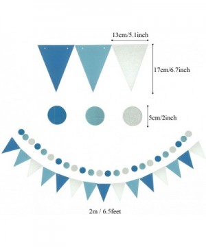 Party Hanging Paper Fans Set- Blue Confetti Balloons Decorative Folding Fans Paper Pompoms and Triangle Bunting Flags Garland...