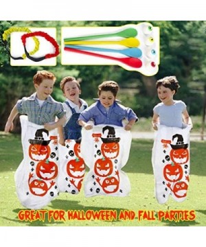 Halloween Potato Sack Race Bags-Halloween Egg and Spoon Race Game Set-Eyeballs and Spoons with Assorted Colors-Legged Relay R...