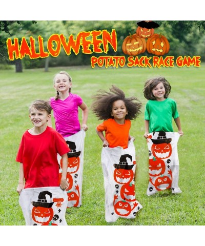 Halloween Potato Sack Race Bags-Halloween Egg and Spoon Race Game Set-Eyeballs and Spoons with Assorted Colors-Legged Relay R...