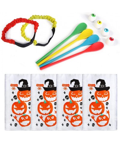 Halloween Potato Sack Race Bags-Halloween Egg and Spoon Race Game Set-Eyeballs and Spoons with Assorted Colors-Legged Relay R...