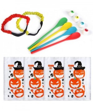 Halloween Potato Sack Race Bags-Halloween Egg and Spoon Race Game Set-Eyeballs and Spoons with Assorted Colors-Legged Relay R...