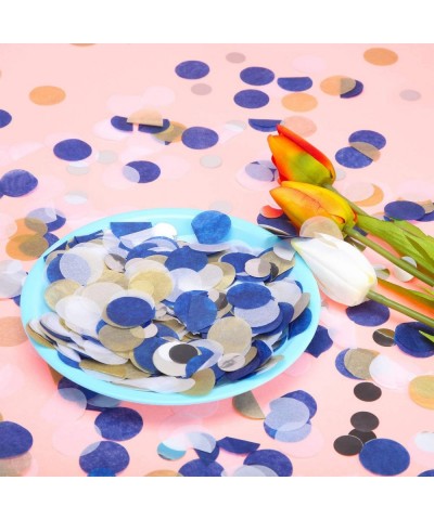 Round Tissue Paper Table Confetti Dots for Wedding Birthday Party Decoration- 1.76 oz (Blue Gold Sliver Confetti- 2.5 cm) - B...