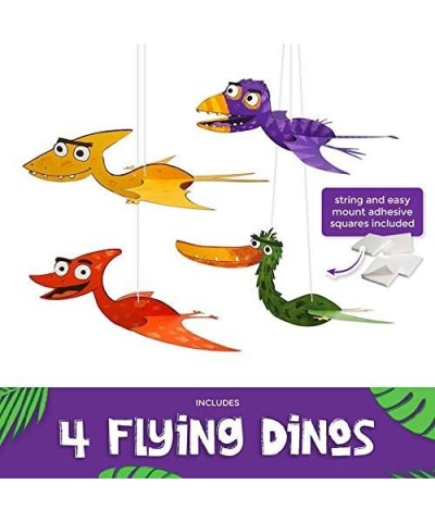 Kids Dinosaur Party Decor Supplies with Happy Birthday Banner- Dinosaur Banner- 24 Balloons and 4 Flying Dino Toys. Jurassic ...