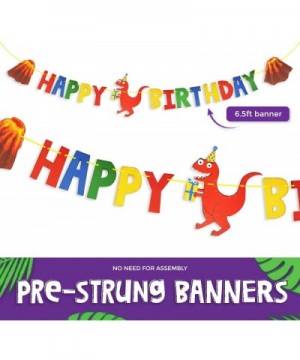 Kids Dinosaur Party Decor Supplies with Happy Birthday Banner- Dinosaur Banner- 24 Balloons and 4 Flying Dino Toys. Jurassic ...