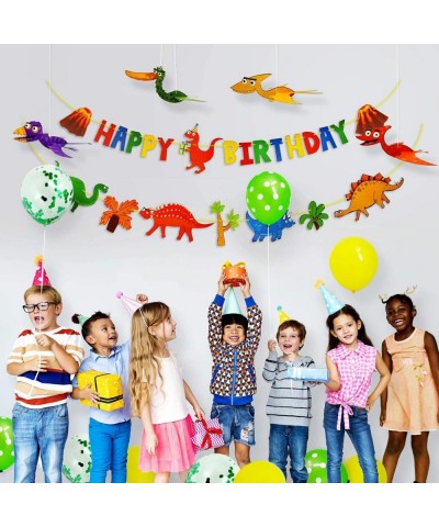 Kids Dinosaur Party Decor Supplies with Happy Birthday Banner- Dinosaur Banner- 24 Balloons and 4 Flying Dino Toys. Jurassic ...