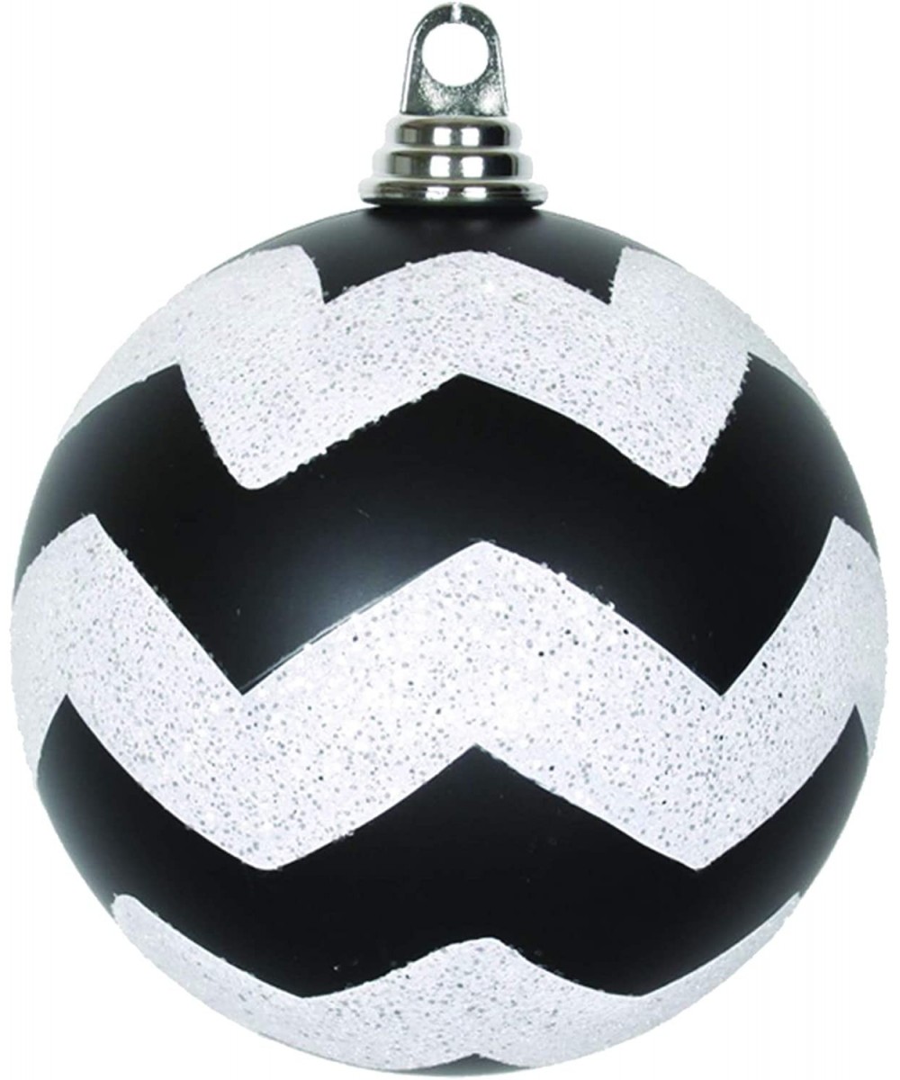 Black Matte with White Glitter Chevron Commercial Size Christmas Ball Ornaments 6" (150mm) - Black-white - CZ11MX5GZZ1 $18.05...