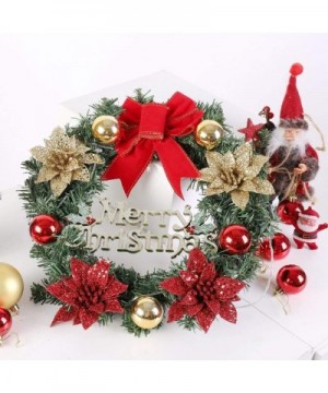 Christmas Wreath with LED Light for Front Door Hanging Artificial Garland Bowknot Garland Xmas Decor Holiday Home Decorations...