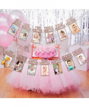 1st Birthday Baby Photo Banner- 1st Birthday Bunting Garland Baby 1-12 Month Photo Prop Party Bunting Decor- First Birthday C...