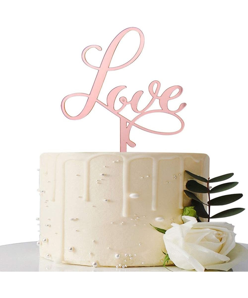 Mirror Rose Gold Love Cake Topper - Wedding Cake Topper - for Wedding/Anniversary/Bridal Showe Party Decorationr - CP18WOWGGN...