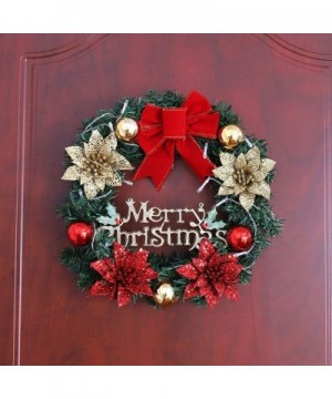 Christmas Wreath with LED Light for Front Door Hanging Artificial Garland Bowknot Garland Xmas Decor Holiday Home Decorations...