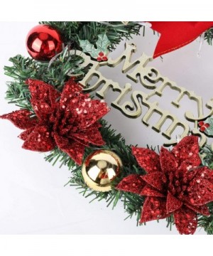 Christmas Wreath with LED Light for Front Door Hanging Artificial Garland Bowknot Garland Xmas Decor Holiday Home Decorations...