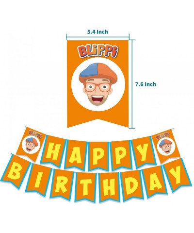 Blippi Birthday Party Supplies Set- Blippi Latex Balloons- Birthday Banner- Happy Birthday Cake Topper- 45 Pack(Yellow) - Yel...