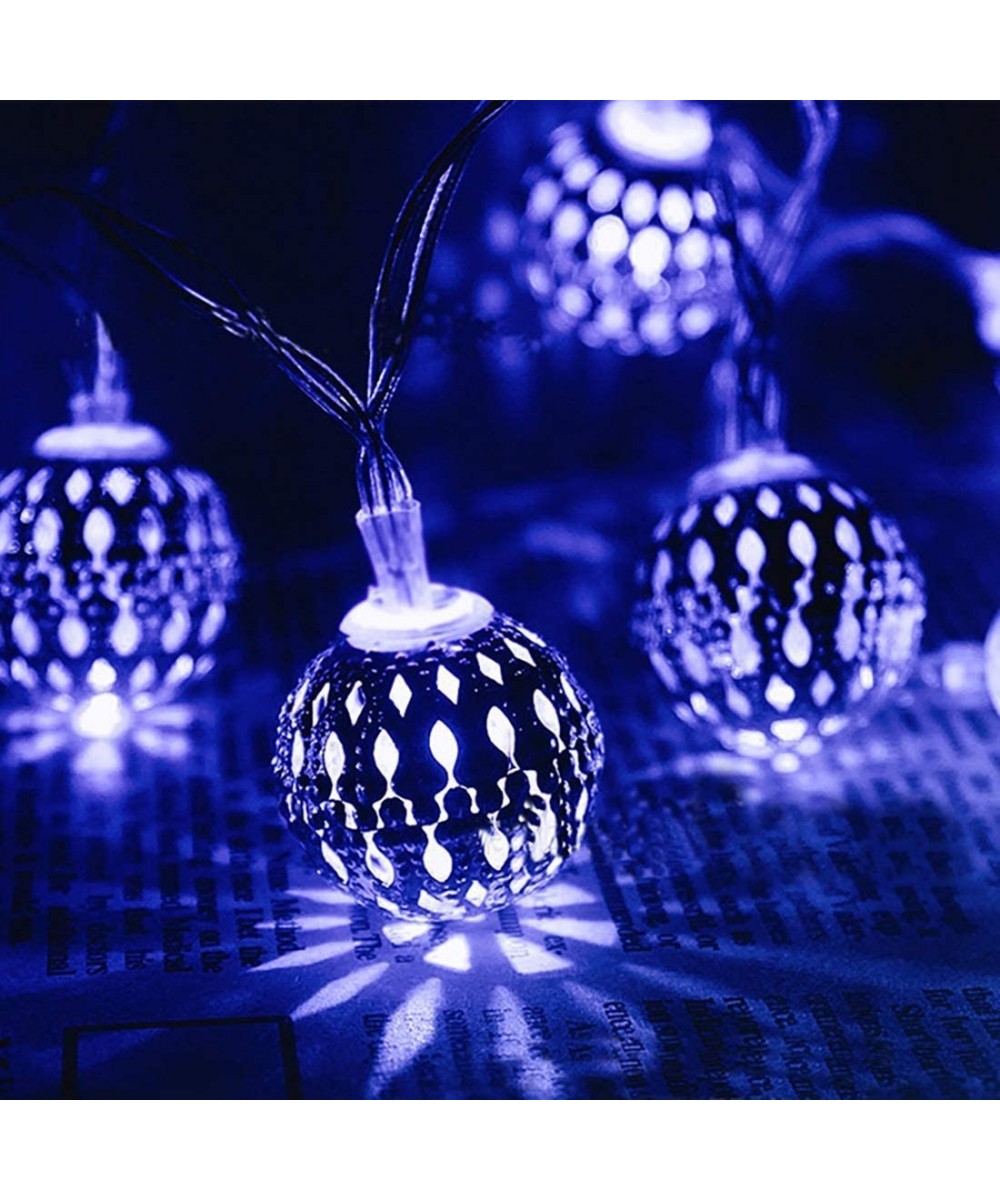 Solar Ball String Lights- 15.7FT/4.8M 20LED Geometric Metal Ambiance Ornament Decorative Moroccan Orb String Lights for Home ...