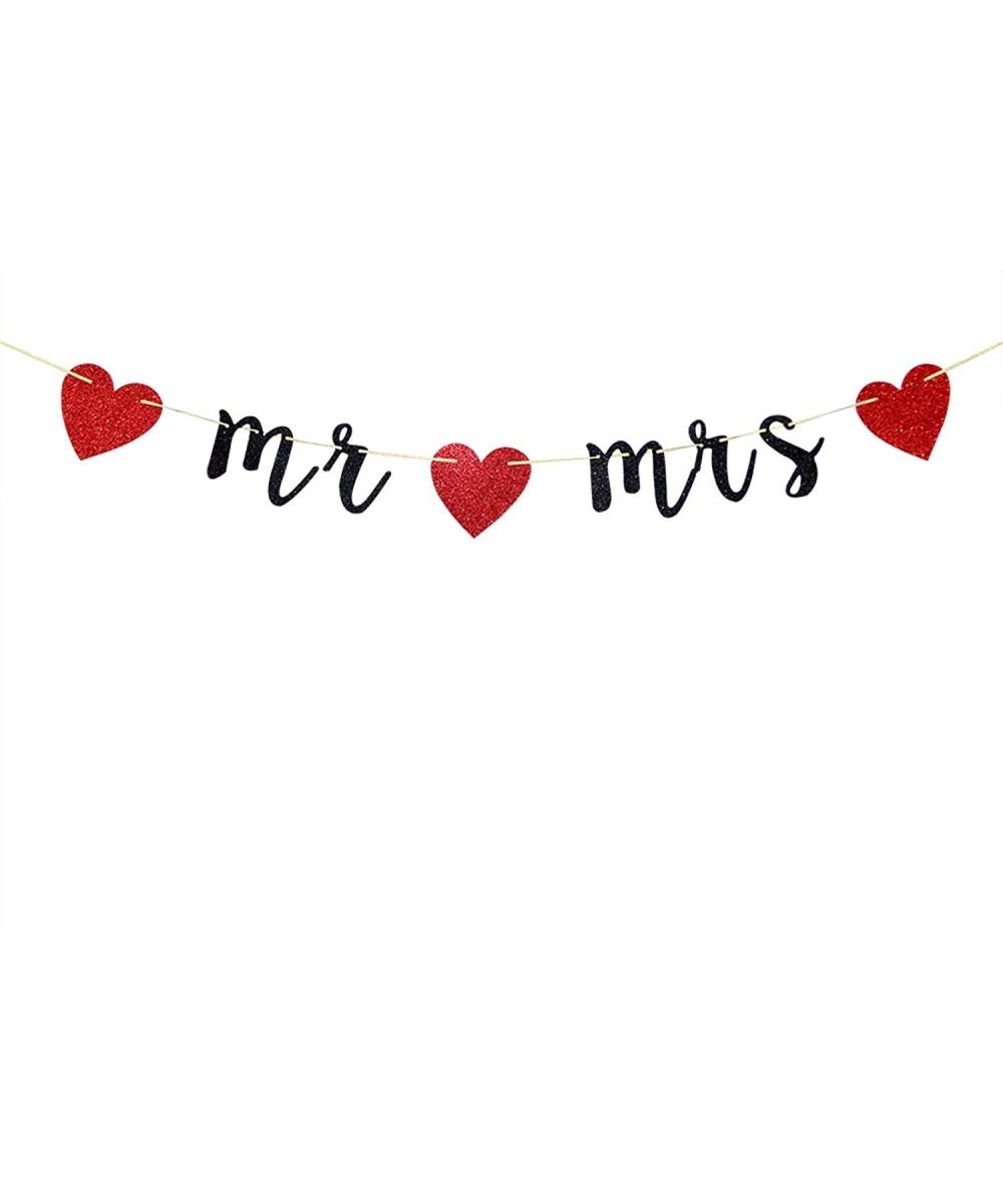 Black Mr & Mrs Banner - Wedding Hanging Banner - Vintage Rustic Wedding/Bridal Shower/Engagement Party Decorations - C919688X...