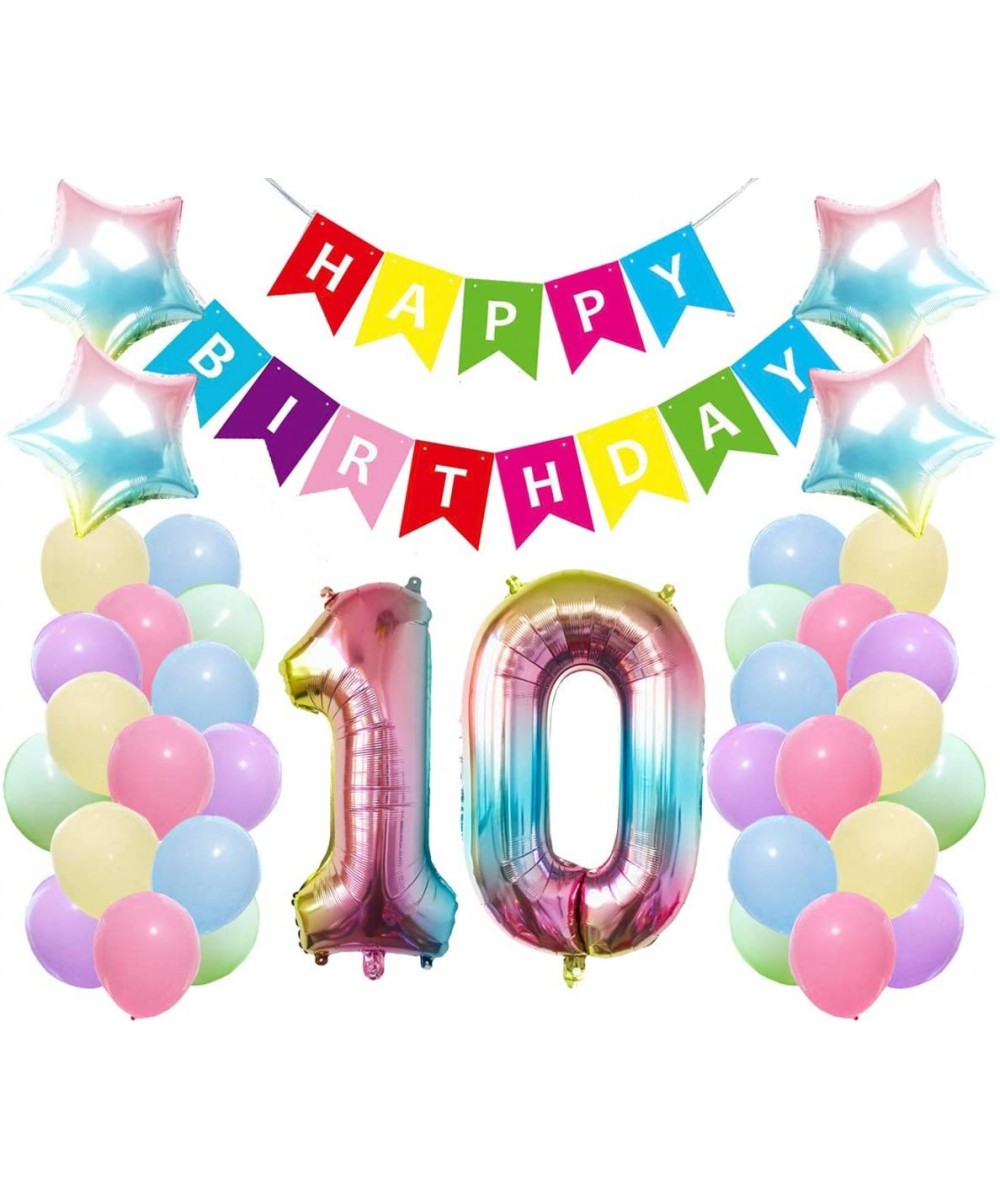 10th Birthday Party Decorations Kit Happy Birthday Banner with Number 10 Birthday Balloons for Birthday Party Supplies 10th C...