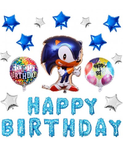 17PCS Sonic the Hedgehog Balloons Birthday Party Supplies Set- Happy Birthday Banner Foil Balloon for Kids Baby Shower Birthd...