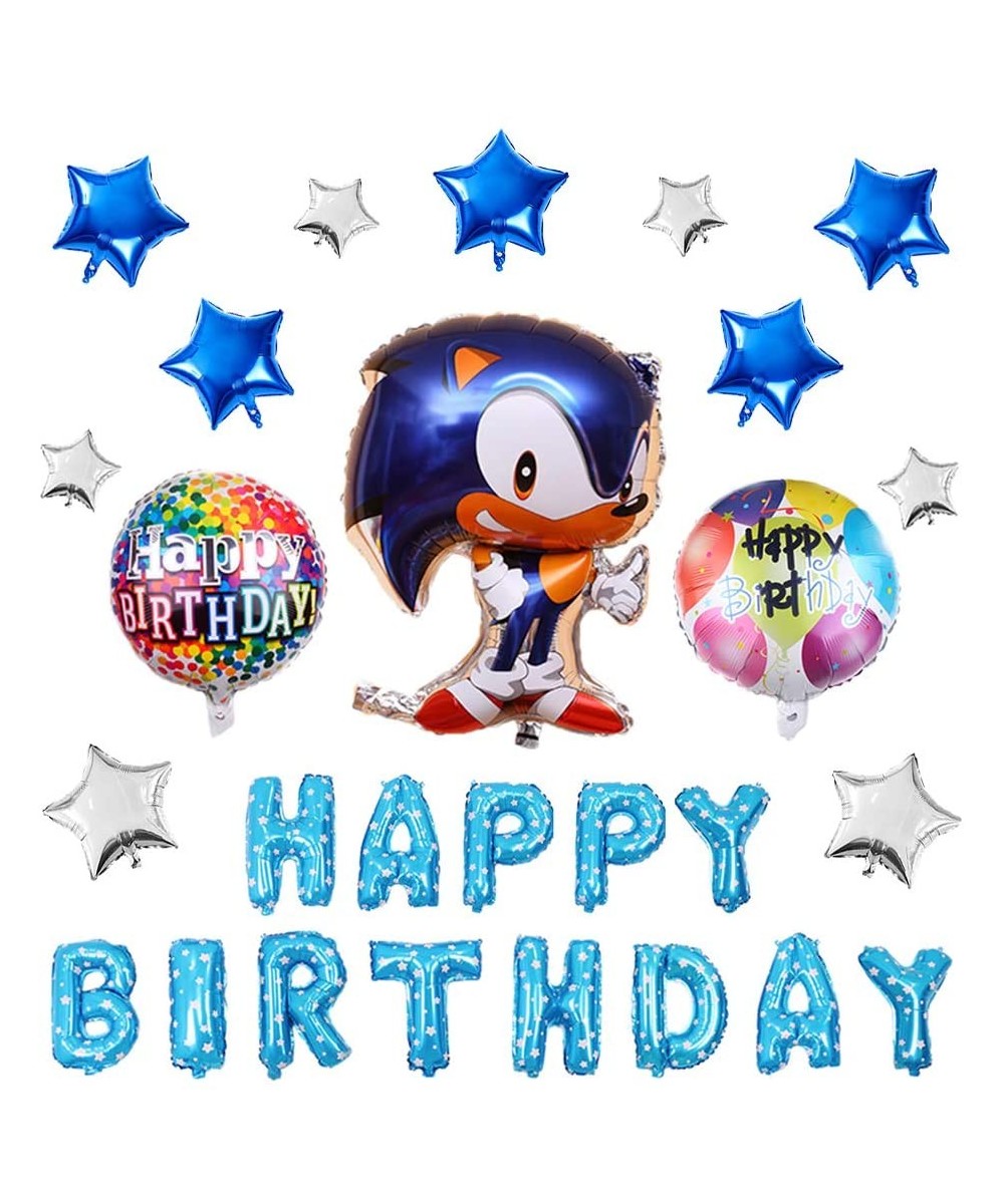 17PCS Sonic the Hedgehog Balloons Birthday Party Supplies Set- Happy Birthday Banner Foil Balloon for Kids Baby Shower Birthd...
