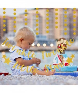 Gold Glittery Twinkle Twinkle Little Star Banner and Gold Glittery Circle Dots Garland- Birthday Party Baby Shower Party Deco...