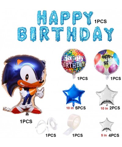 17PCS Sonic the Hedgehog Balloons Birthday Party Supplies Set- Happy Birthday Banner Foil Balloon for Kids Baby Shower Birthd...