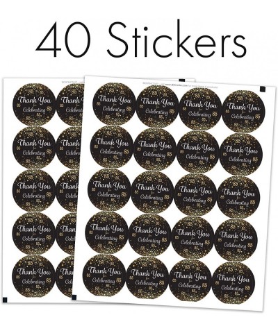 Black and Gold 85th Birthday Thank You Stickers - 1.75 in - 40 Labels - CR18YRSU7A0 $6.63 Favors