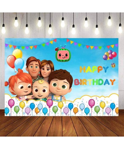 Lovely Cocomelon Backdrop Cartoon Happy Family Portrait Background Newborn Cocomelon Birthday Party Supplies Banner Decoratio...