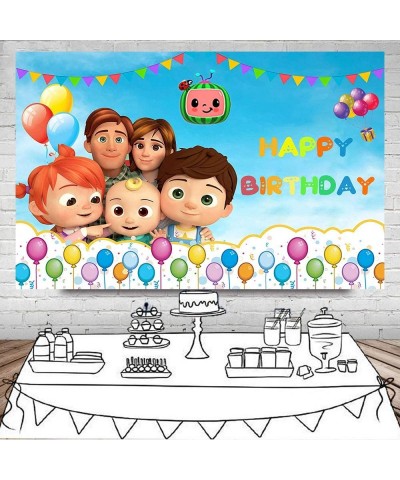 Lovely Cocomelon Backdrop Cartoon Happy Family Portrait Background Newborn Cocomelon Birthday Party Supplies Banner Decoratio...