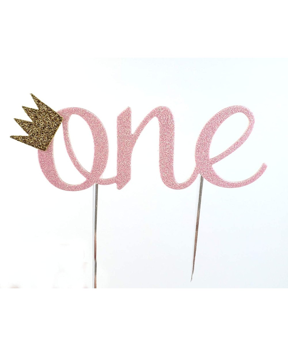 Handmade 1st Birthday Cake Topper Decoration - One with Crown - Double Sided Glitter Stock (Pink) - CW18IO8XHS8 $8.43 Cake & ...