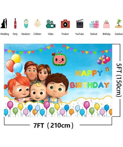 Lovely Cocomelon Backdrop Cartoon Happy Family Portrait Background Newborn Cocomelon Birthday Party Supplies Banner Decoratio...